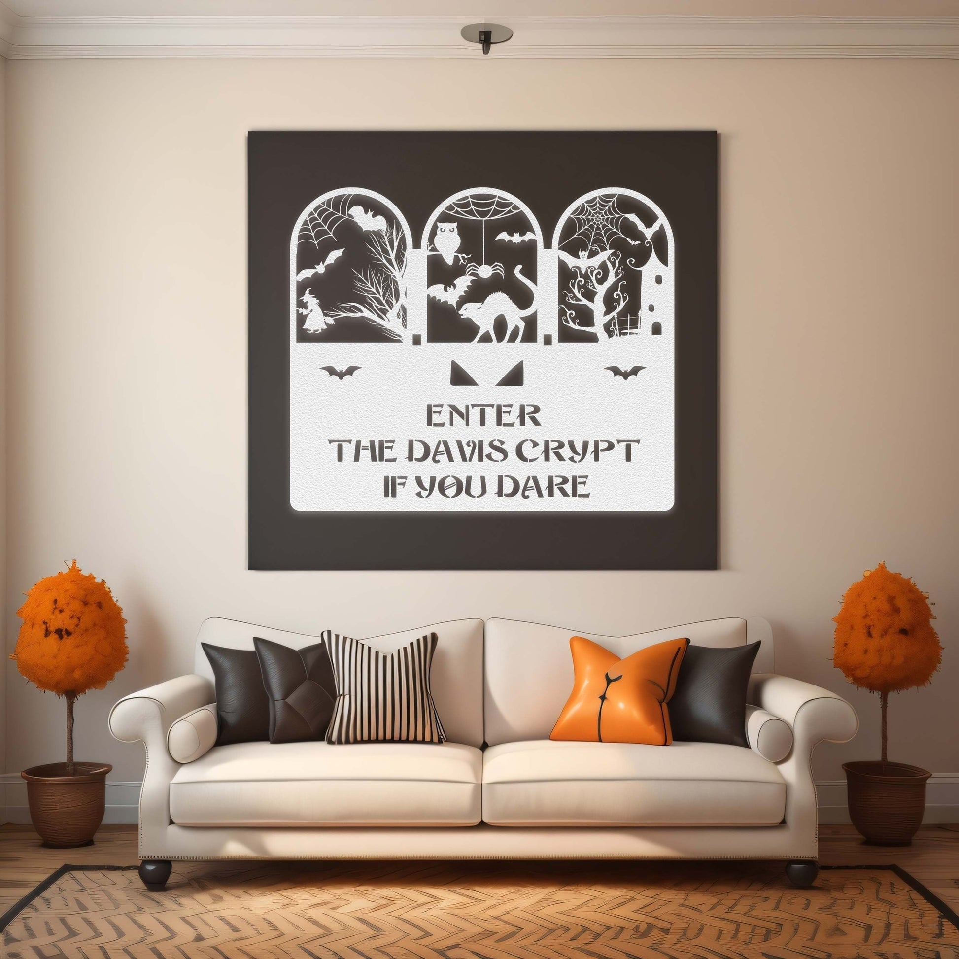 halloween haunted house welcome metal sign – 16 gauge steel