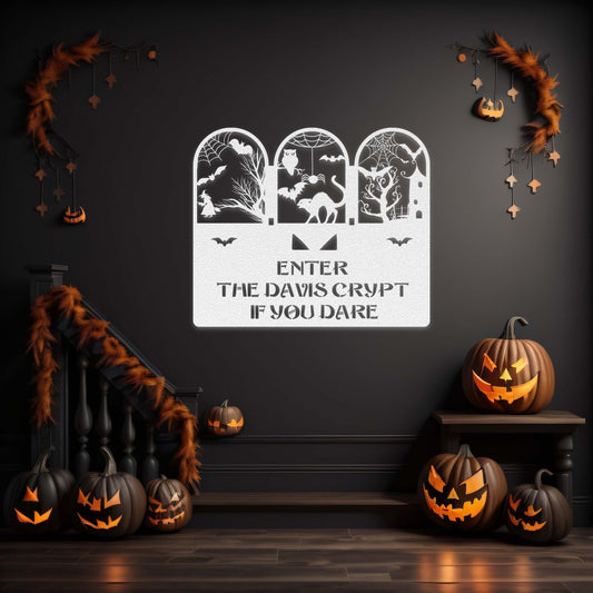 halloween haunted house welcome metal sign – 16 gauge steel