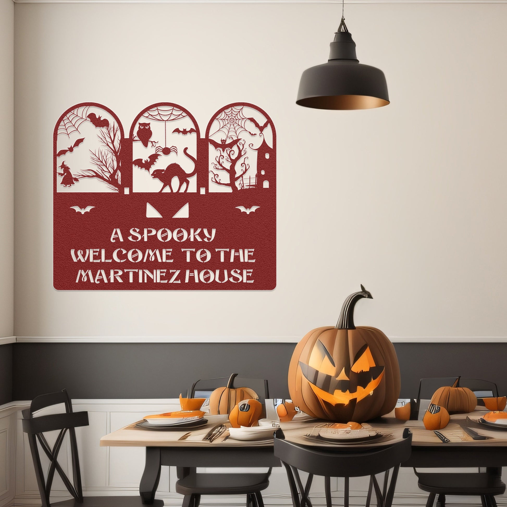 halloween haunted house welcome metal sign – 16 gauge steel