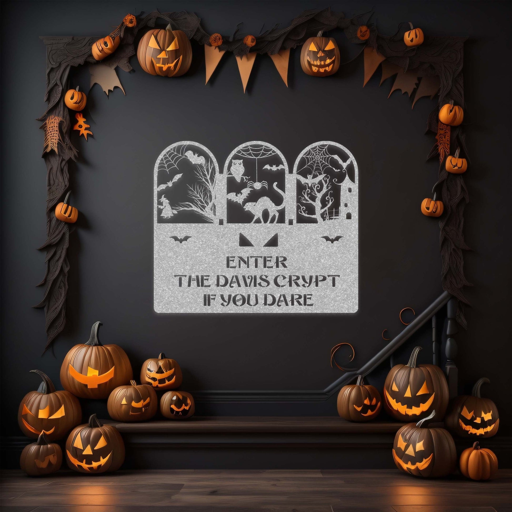 halloween haunted house welcome metal sign – 16 gauge steel