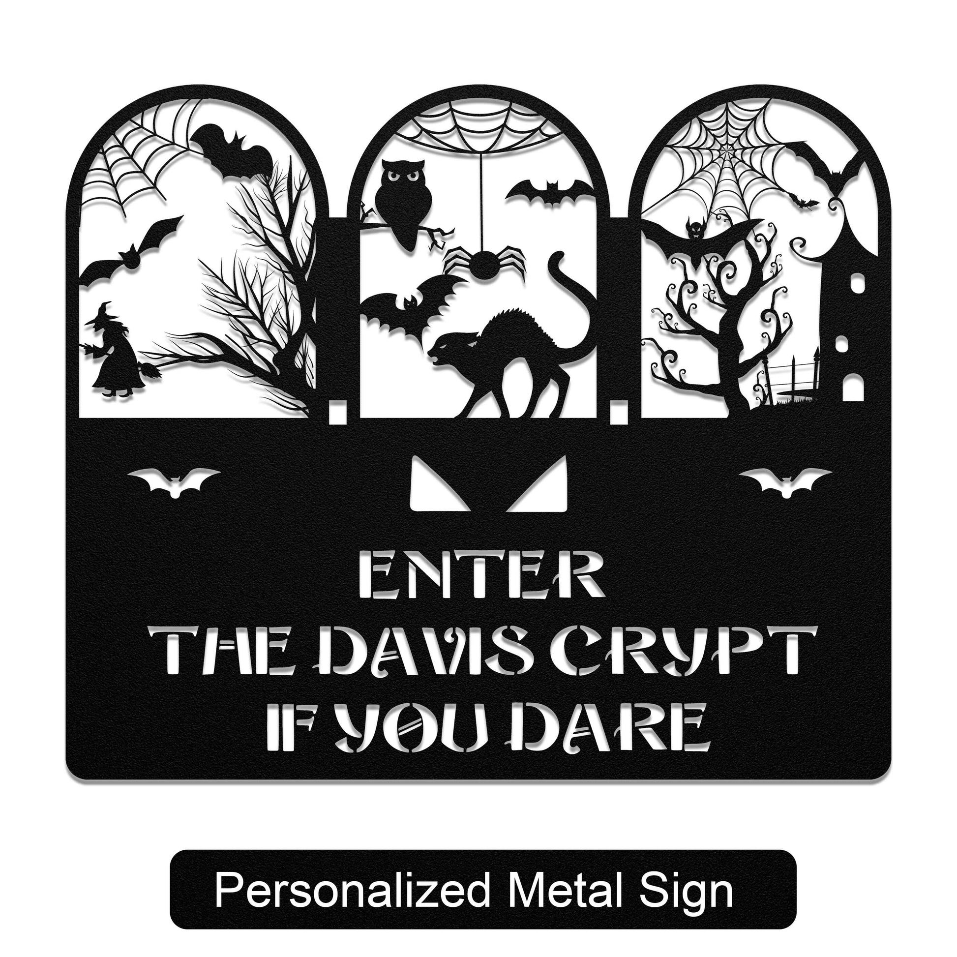 halloween haunted house welcome metal sign – 16 gauge steel