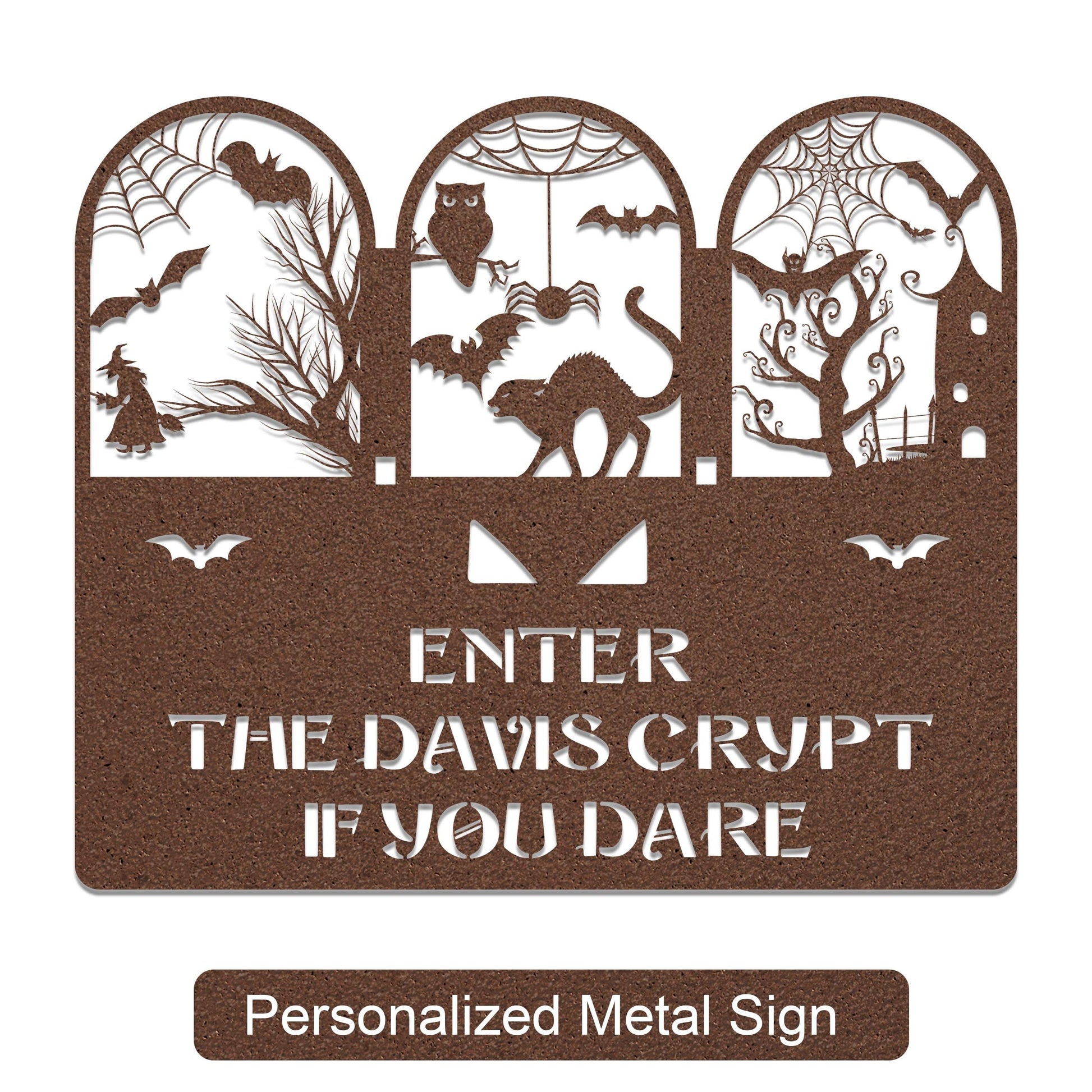 halloween haunted house welcome metal sign – 16 gauge steel