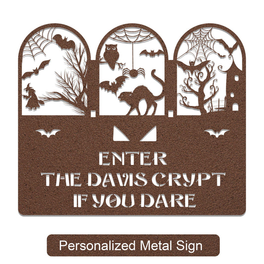 halloween haunted house welcome metal sign – 16 gauge steel