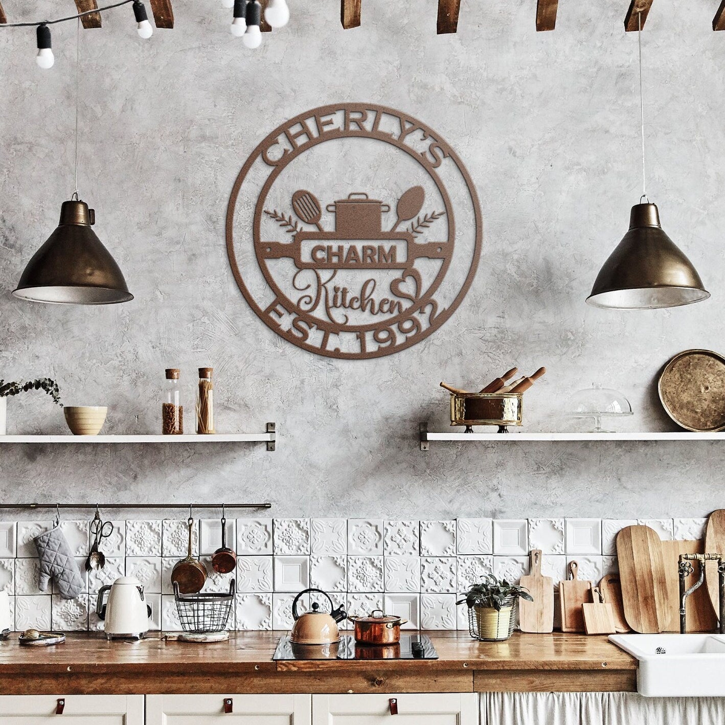 farmhouse kitchen personalized wall art – 16 gauge steel