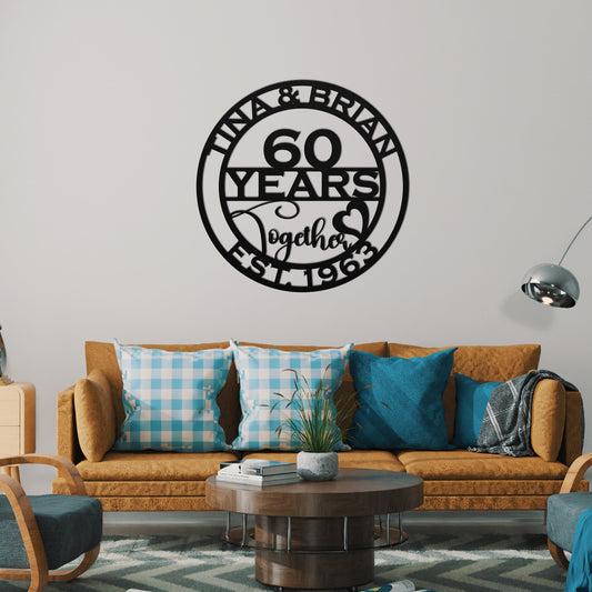 60th anniversary personalized metal sign – 16 gauge steel