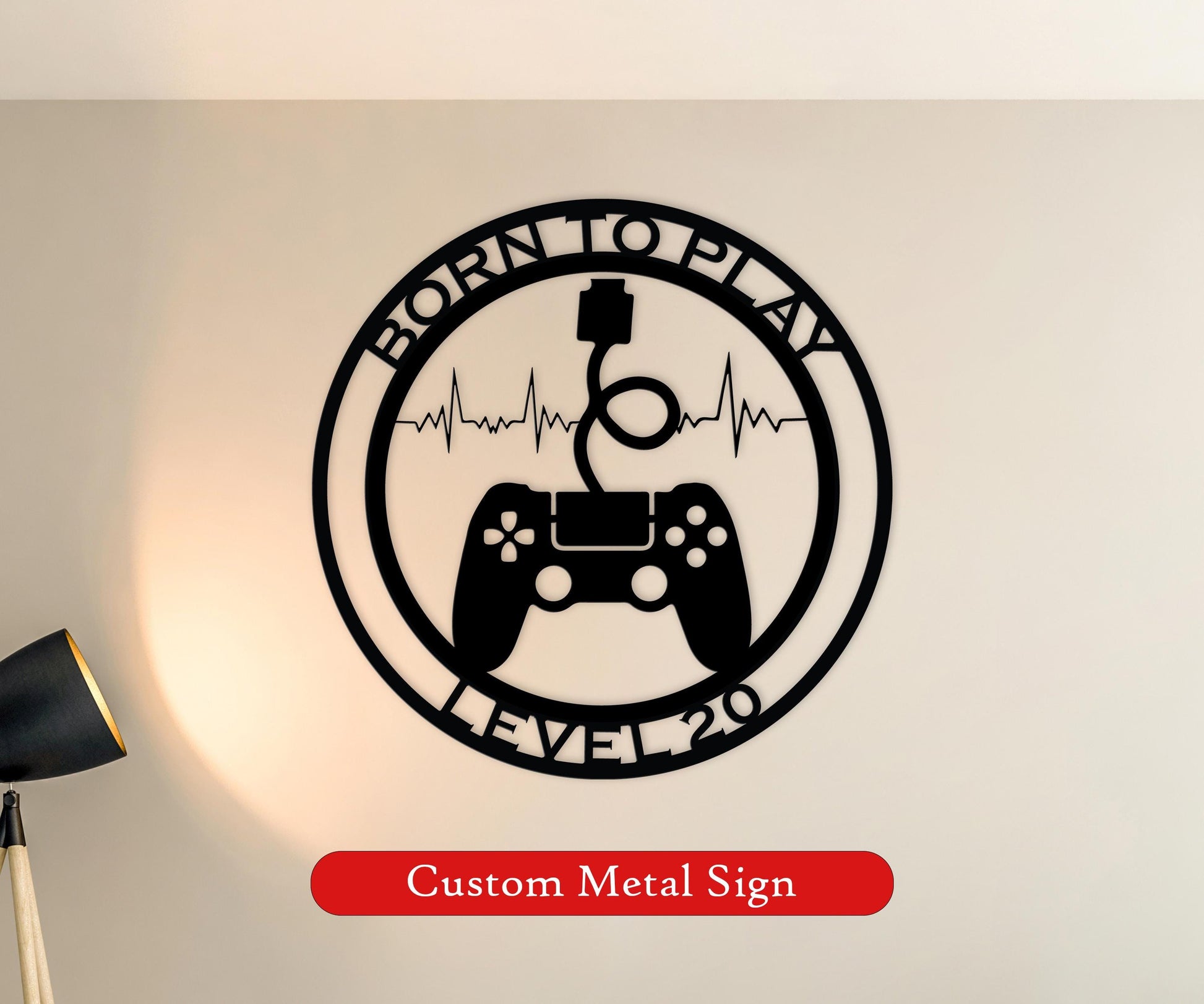 level 20 gamer personalized wall sign – 16 gauge steel