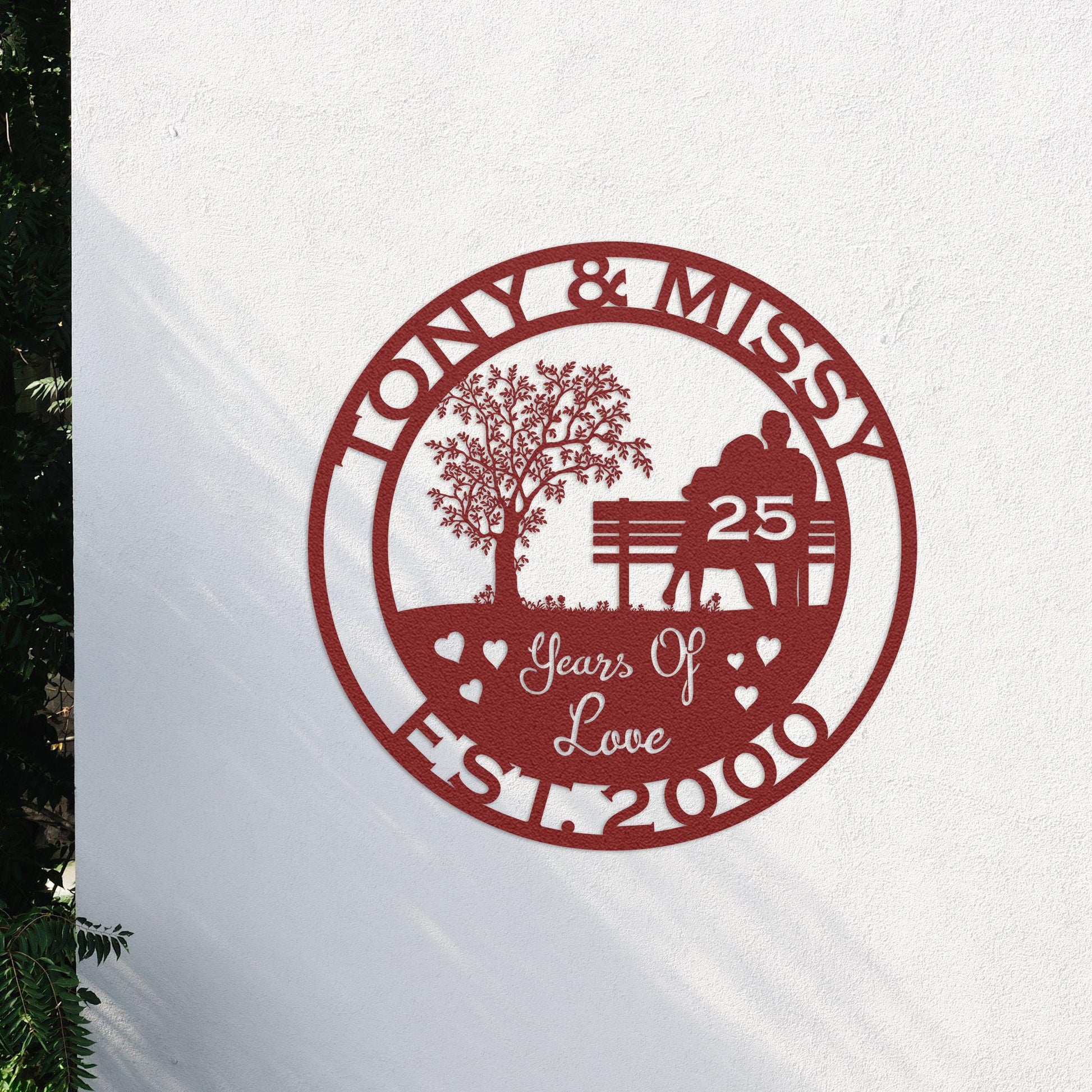 25th anniversary personalized metal sign – 16 gauge steel
