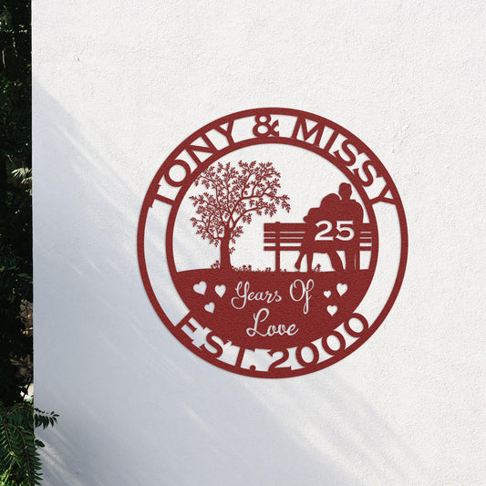 25th anniversary personalized metal sign – 16 gauge steel