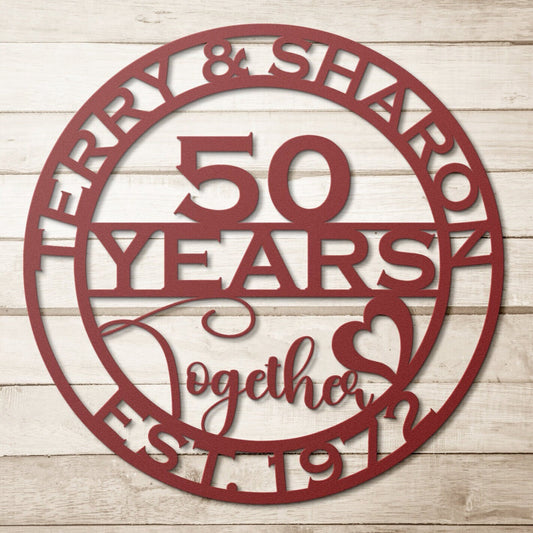 50th anniversary personalized metal sign – 16 gauge steel
