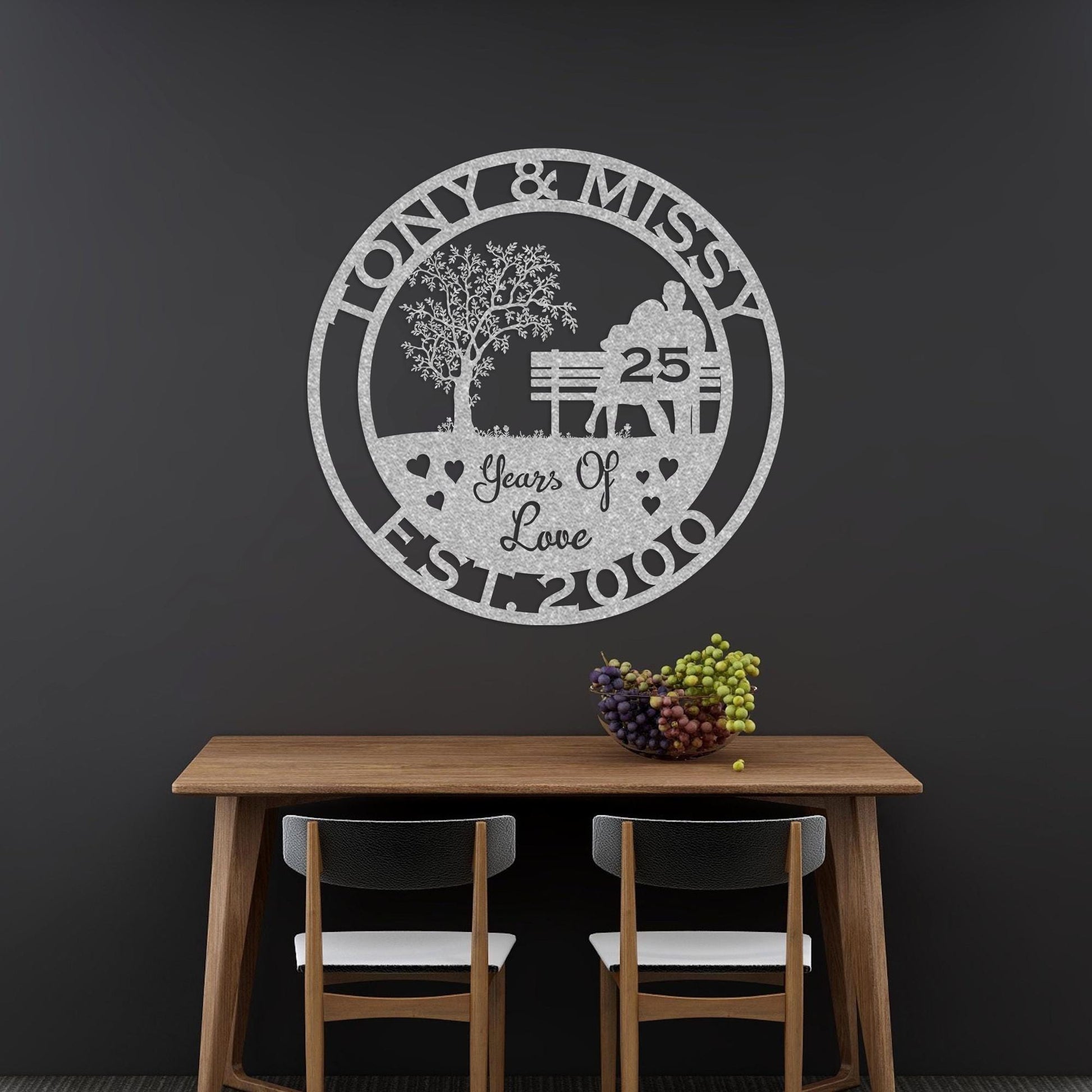 25th anniversary personalized metal sign – 16 gauge steel