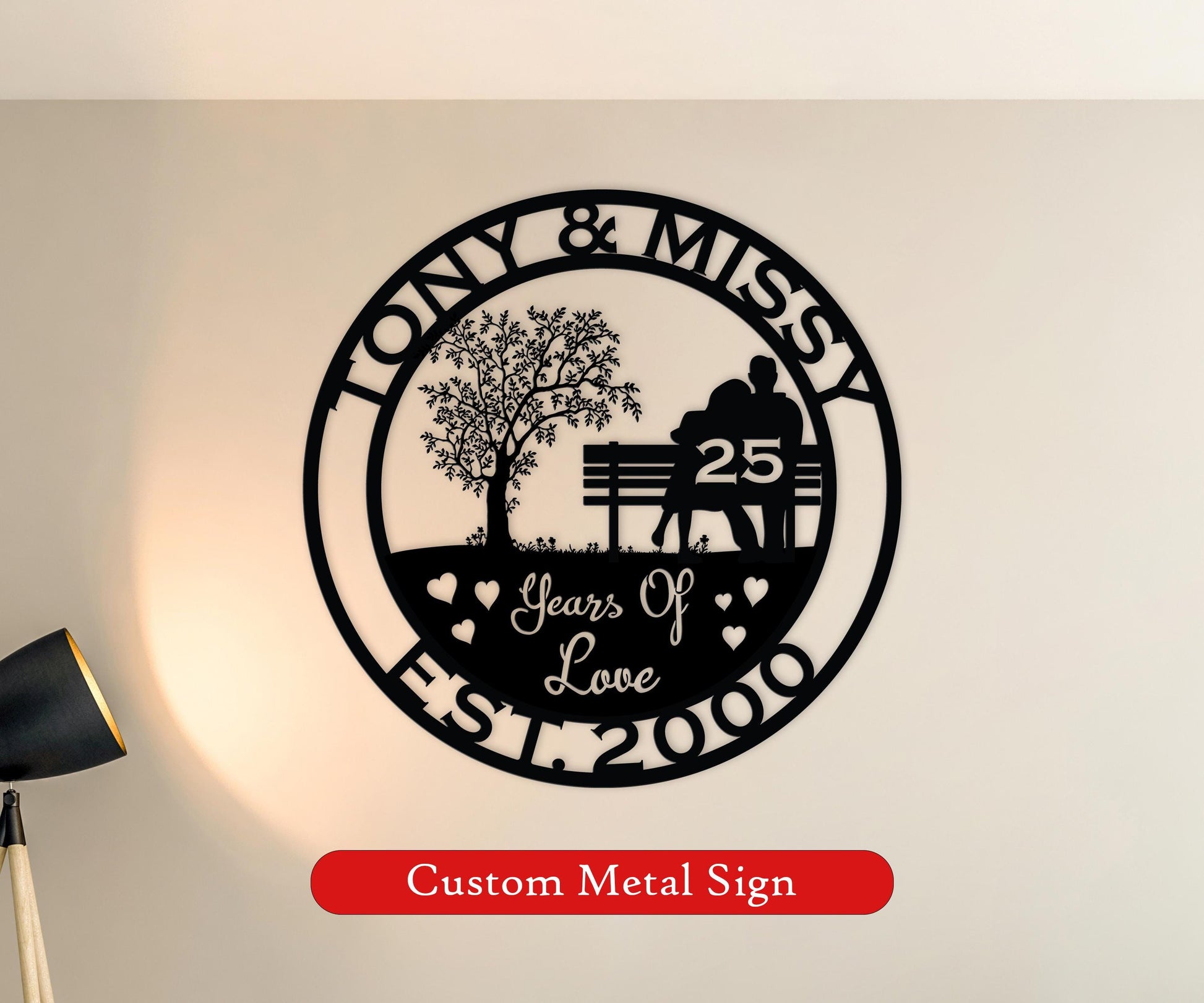 25th anniversary personalized metal sign – 16 gauge steel