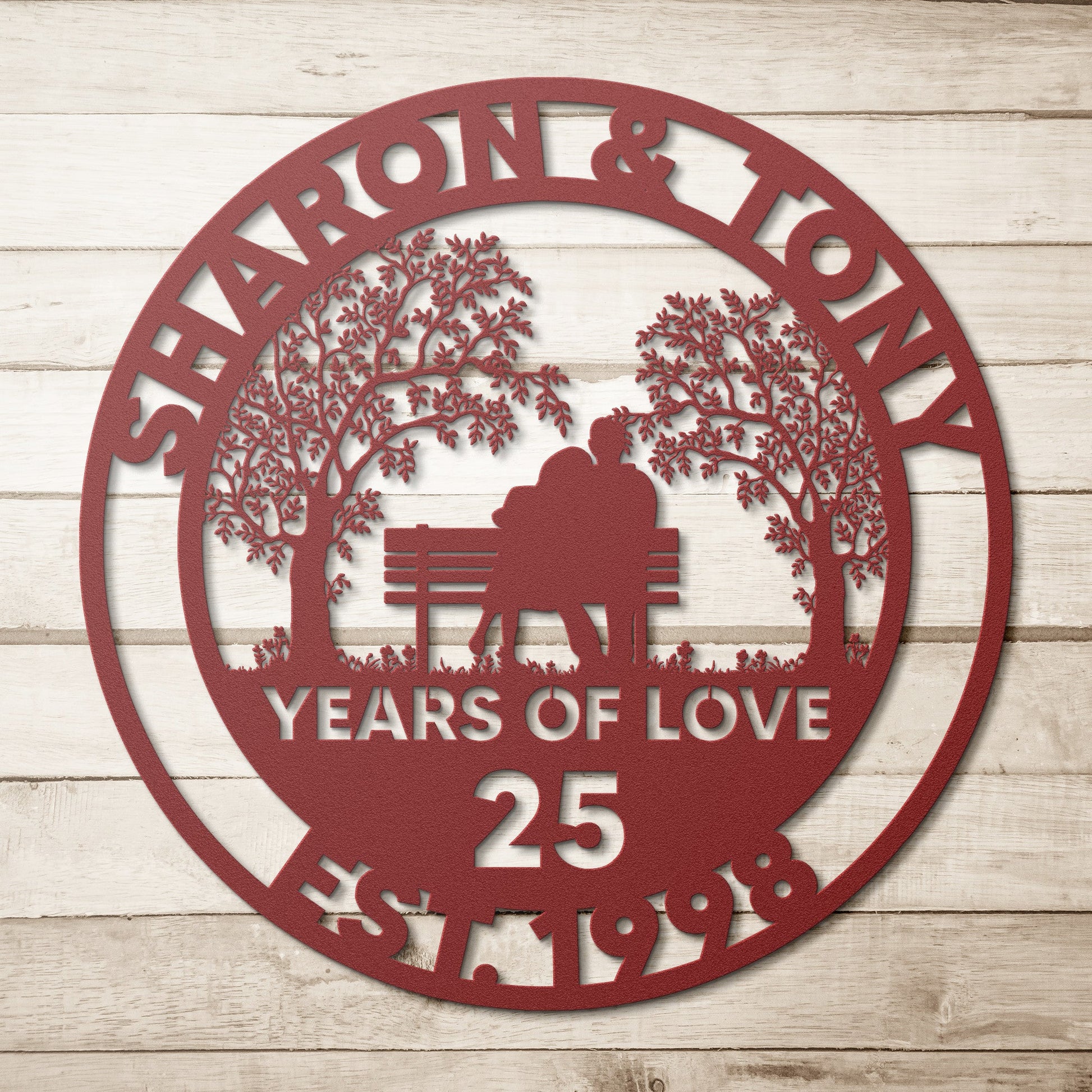 25th Wedding Anniversary Metal Sign: Timeless Love in a Customized Design - Stylinsoul