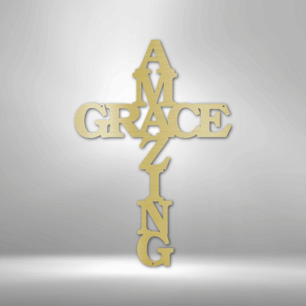 Amazing Grace Cross Steel Sign - Inspirational Metal Wall Art with Timeless Message - Stylinsoul