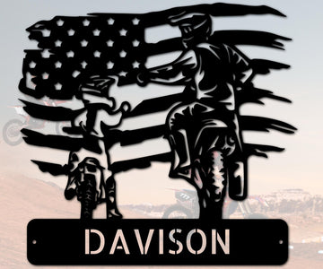 American Motocross Rider Home Decor - Metal Art for Biker Enthusiasts - Stylinsoul