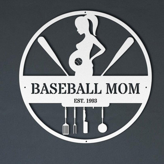 Baseball Mom - Custom Die Cut Metal Sign - Mothers Day Gift Home Decor - Stylinsoul
