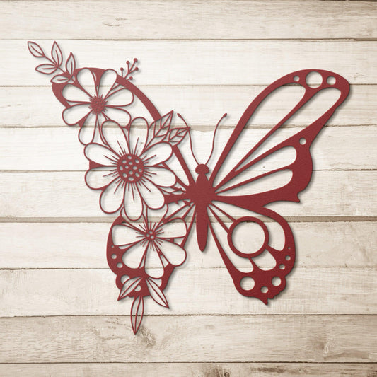 Butterfly Flower Metal Wall Art, Butterfly Garden Decor, Butterfly Home Decor Girls Bedroom Wall Art, Outdoor Flower Butterfly Wall Art - Stylinsoul