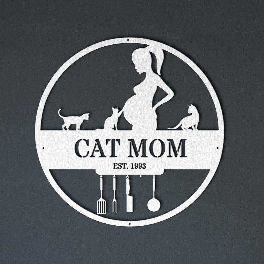Cat Mom - Custom Die Cut Metal Sign - Mothers Day Gift Home Decor - Stylinsoul