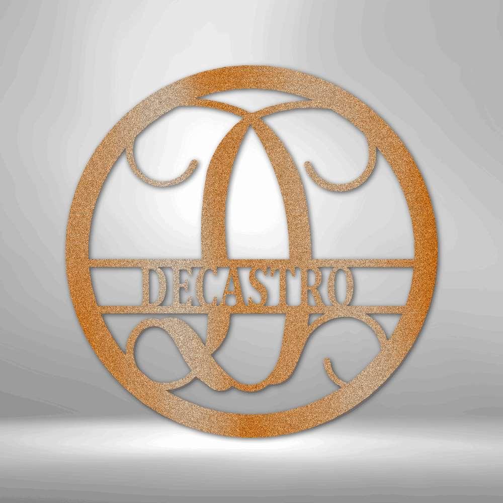 Circle Vine Monogram Steel Sign - Personalized Metal Wall Art for Custom Monogram Decor - Stylinsoul