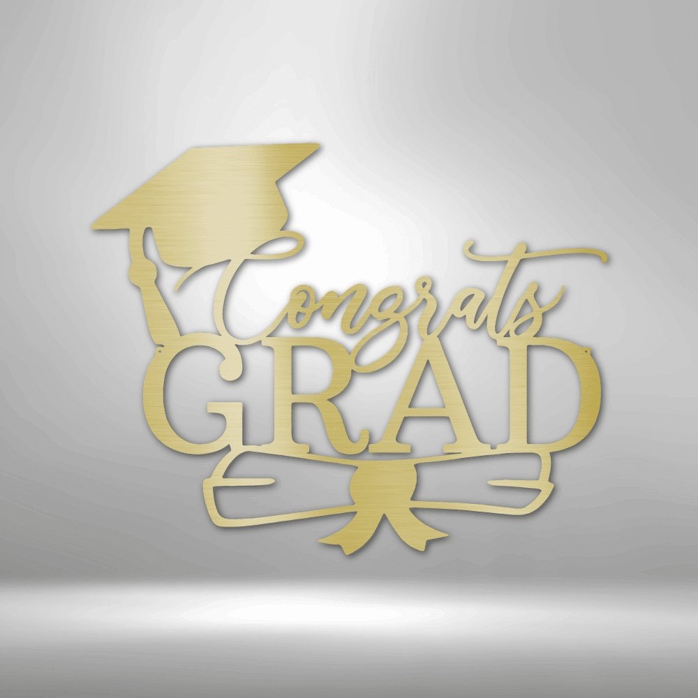 Congrats Grad Cap Steel Sign - Graduation Metal Wall Art for Celebration - Stylinsoul