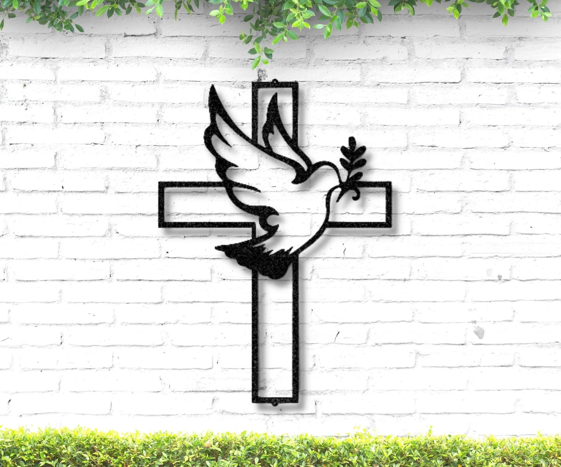 Cross Dove Wall Art - Peace Cross Sign - Christian Metal Wall Art - Stylinsoul