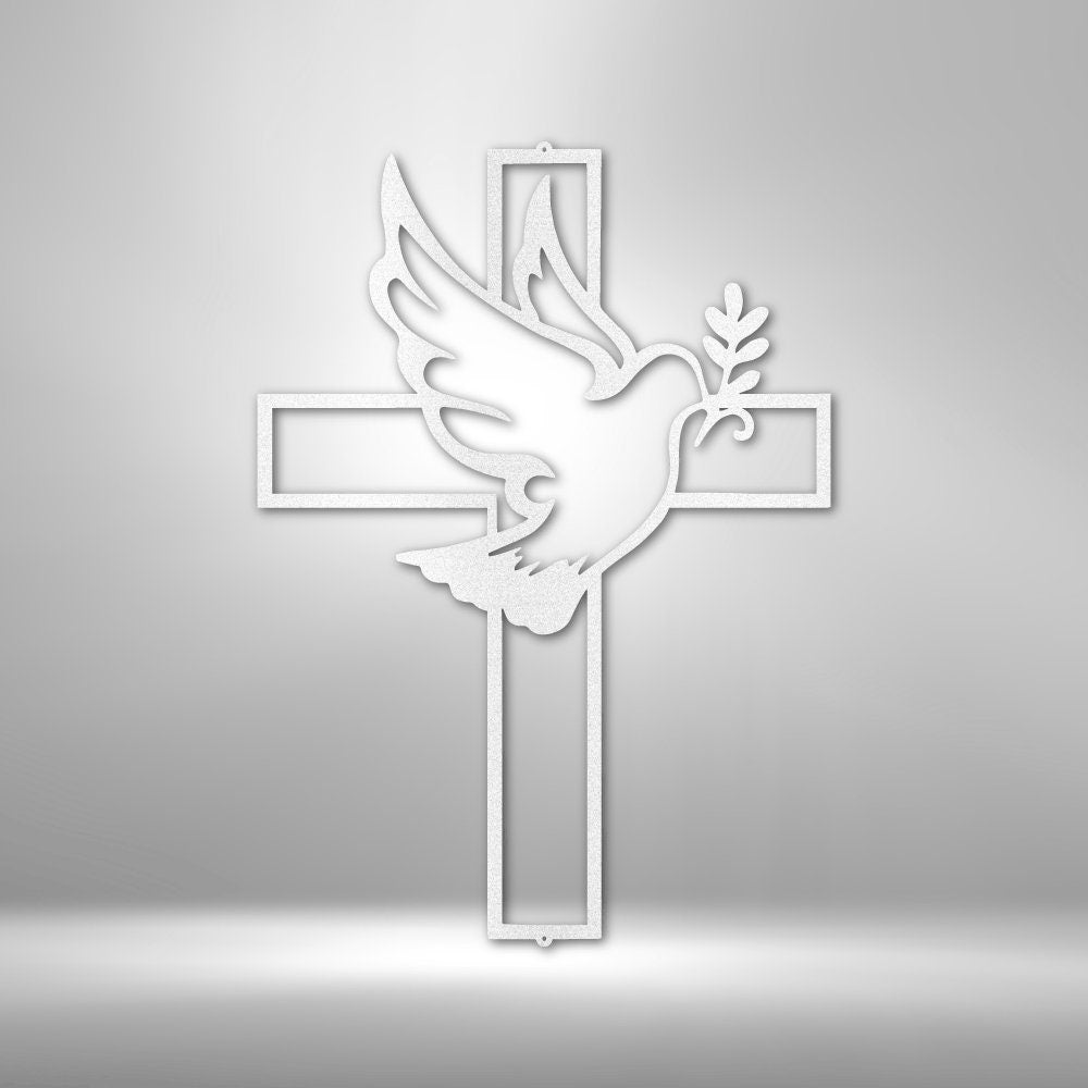 Cross Dove Wall Art - Peace Cross Sign - Christian Metal Wall Art - Stylinsoul