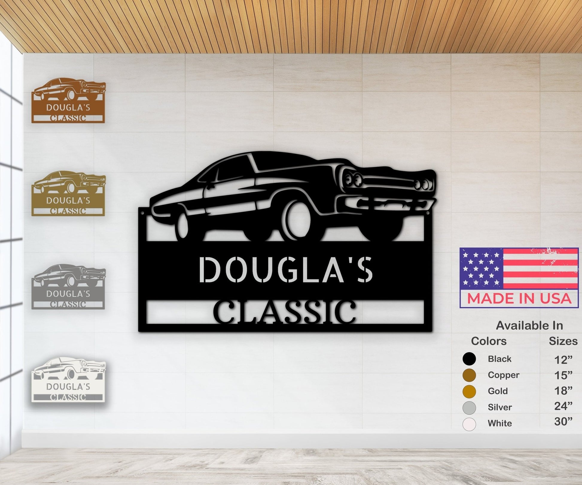 Custom Garage Sign - Personalized Metal Muscle Car Signs for Mancave Workshop - Stylinsoul