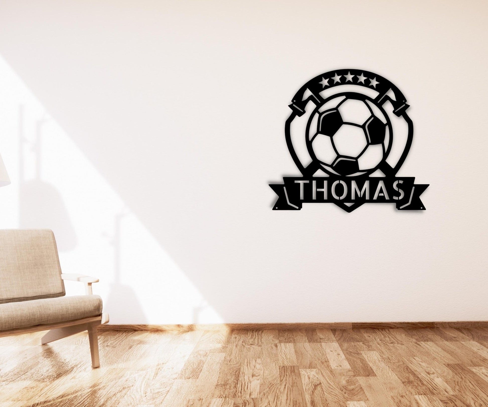 Custom Soccer Football Sign - Name Wall Art - Personalized Metal Wall Art for Sports Decor - Stylinsoul