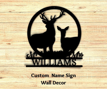 Deer Metal Wall Art - Couples Monogram Sign - Gift For Hunters - Last Name Sign - Stylinsoul