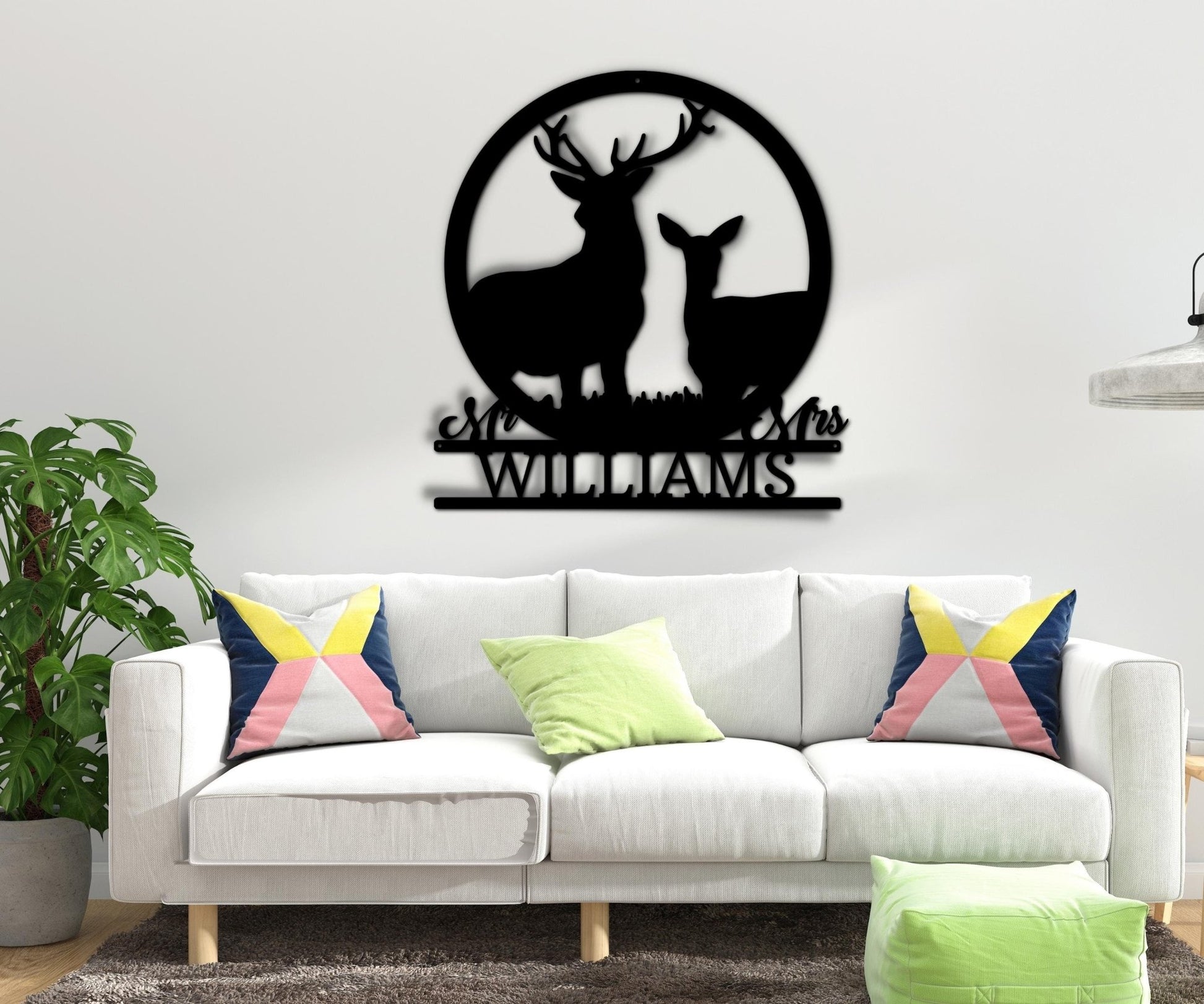 Deer Metal Wall Art - Couples Monogram Sign - Gift For Hunters - Last Name Sign - Stylinsoul