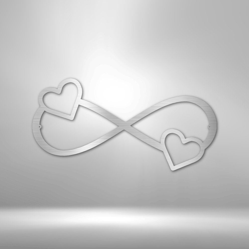 Double Heart Infinity Steel Sign - Love Symbol Metal Wall Art - Stylinsoul