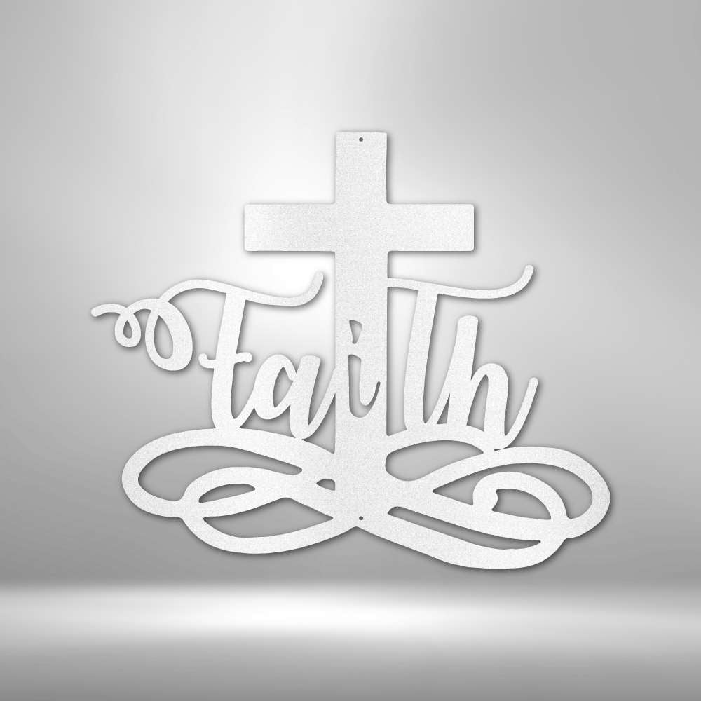 Faith Cross Steel Sign - Inspirational Metal Wall Art for Religious Home Decor - Stylinsoul