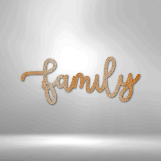 Family Script Steel Sign - Personalized Metal Wall Art for Family Bonding - Stylinsoul