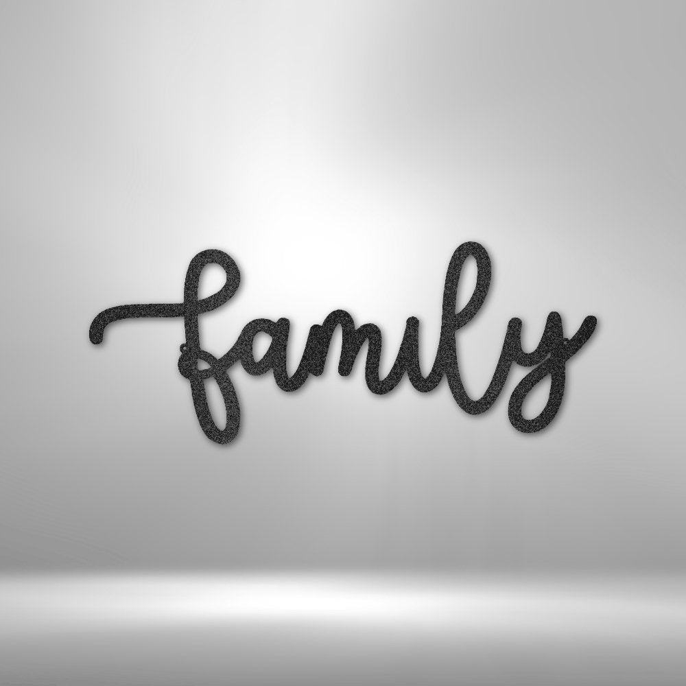 Family Script Steel Sign - Personalized Metal Wall Art for Family Bonding - Stylinsoul