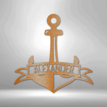 Fancy Anchor Banner Steel Sign - Nautical-inspired Wall Art for Coastal Decor - Stylinsoul