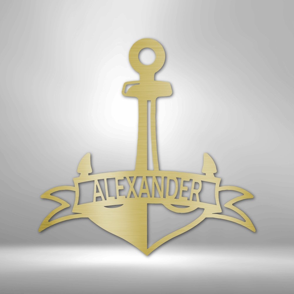 Fancy Anchor Banner Steel Sign - Nautical-inspired Wall Art for Coastal Decor - Stylinsoul