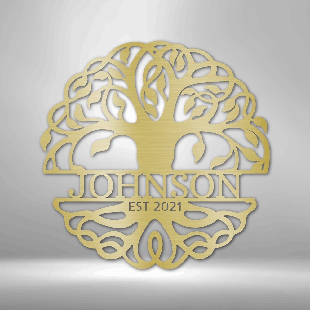 Fancy Tree of Life Monogram Steel Sign - Personalized Metal Wall Art for Nature Lovers - Stylinsoul