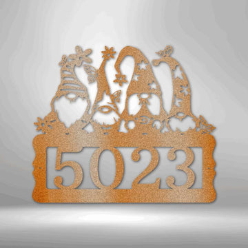 Gnome Address Sign Steel Sign - Personalized Metal Wall Art for Outdoor Address Display - Stylinsoul