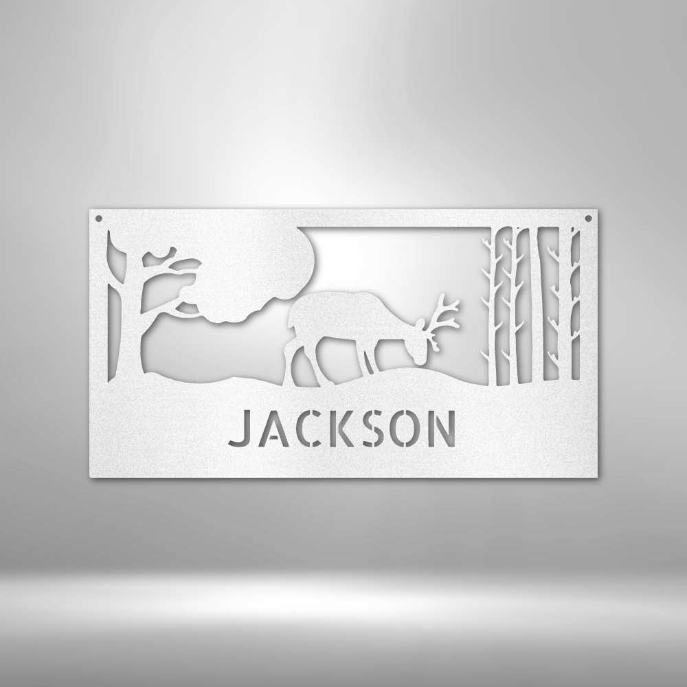 Grazing Deer Monogram Steel Sign - Personalized Metal Wall Art for Nature Lovers - Stylinsoul