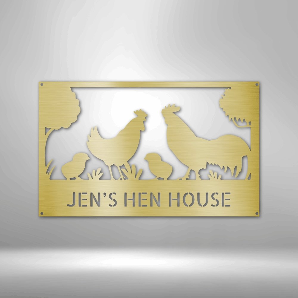 Hen House Monogram Steel Sign - Personalized Metal Wall Decor for Farmhouse - Stylinsoul