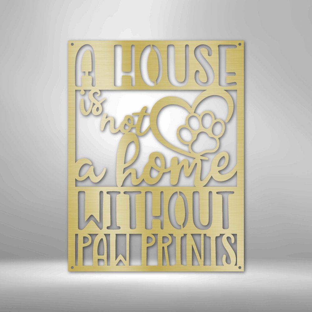 Home with Paw Prints Steel Sign - Metal Wall Art for Pet Lovers and Animal-themed Decor - Stylinsoul