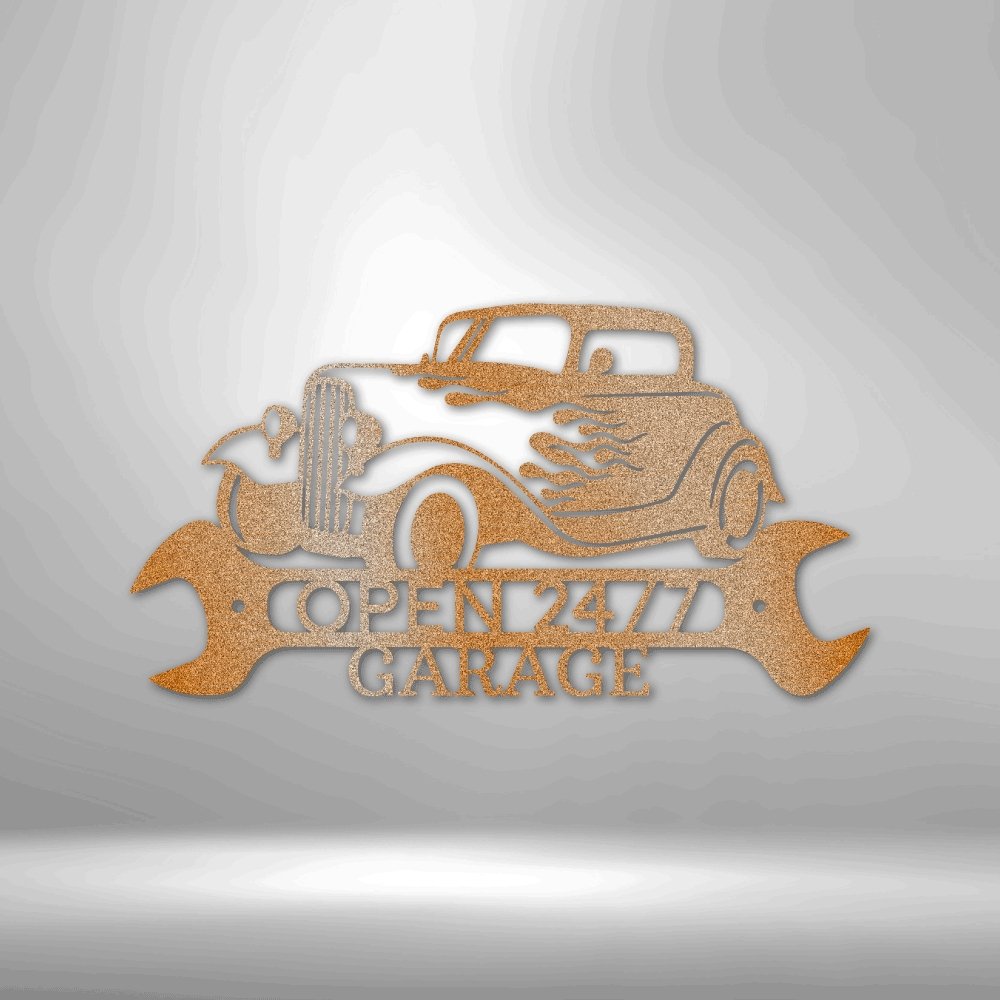 Hot Rod Garage Sign - Personalized Metal Wall Art for Car Enthusiasts - Stylinsoul