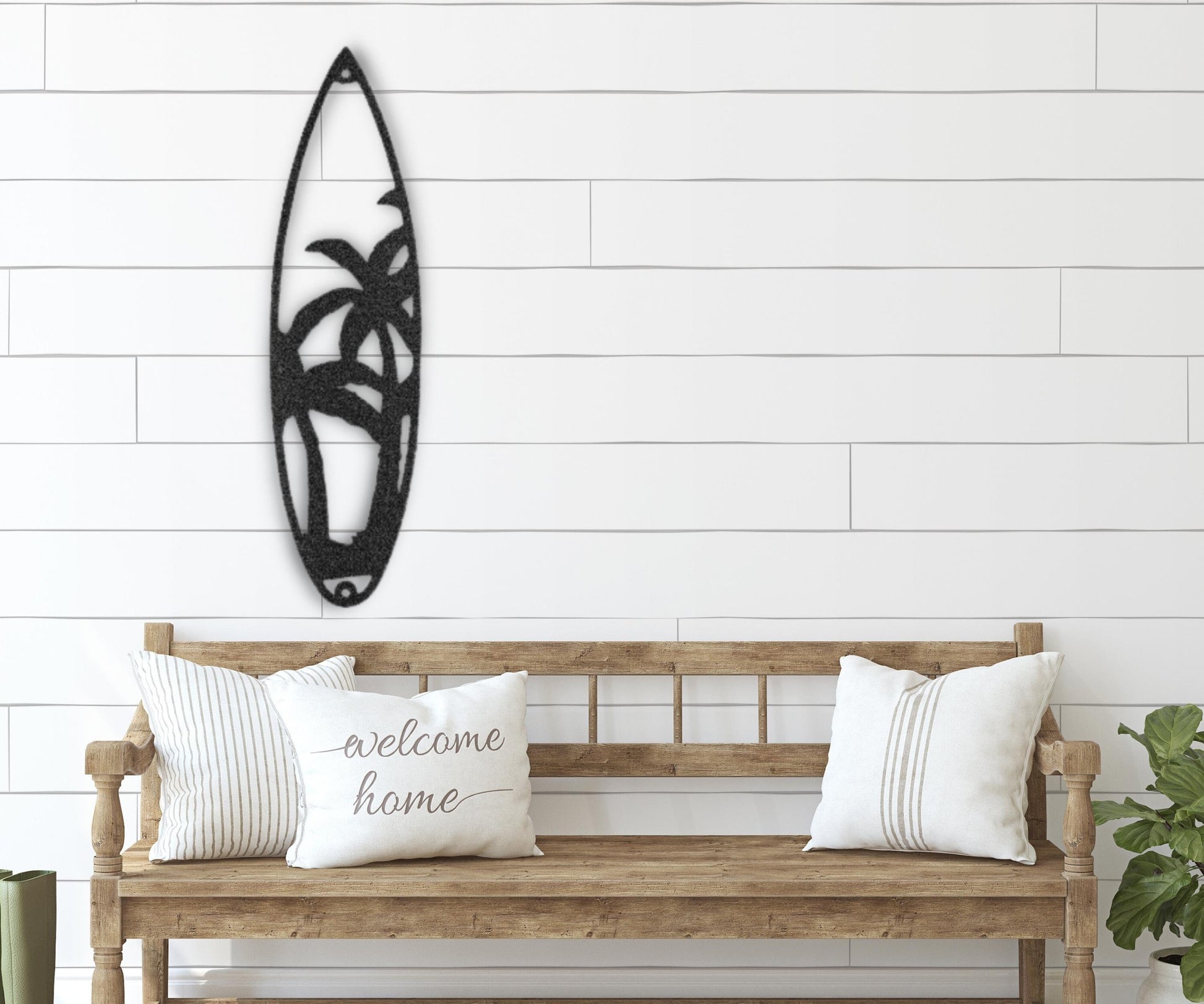 Surf Board Palm Trees Sign - Beach Surfing Wall Hanging Metal Art - Housewarming Modern Living Room Wall Decor Gift   - Stylinsoul