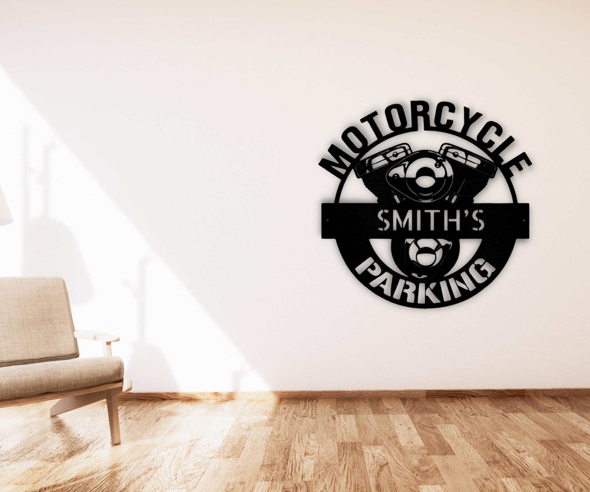 Custom Motorcycle Parking Biker Garage Sign, Metal Motocross Papa's Motobike Sign, Garage Workshop Mancave Wall Art - Stylinsoul