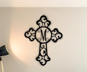 Initial Metal Cross - Unique Christian Faith Sign for Meaningful Living Room Decor - Stylinsoul