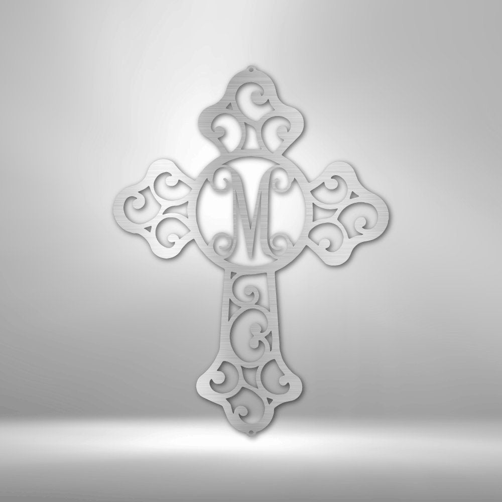 Initial Metal Cross - Unique Christian Faith Sign for Meaningful Living Room Decor - Stylinsoul