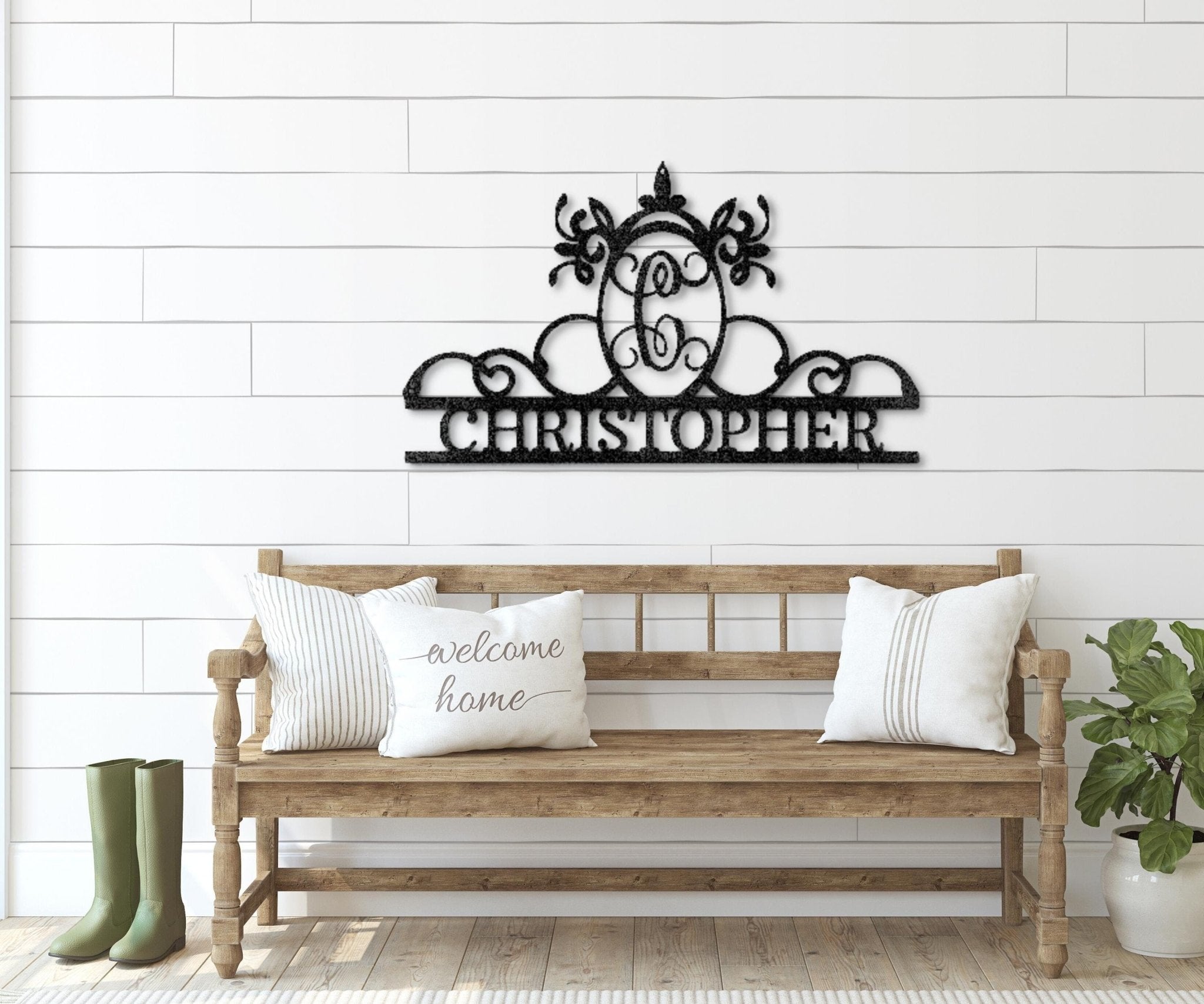 Initial Name Sign - Family Wall Art - Personalized Housewarming Metal Sign Monogram - Stylinsoul