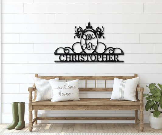 Initial Name Sign - Family Wall Art - Personalized Housewarming Metal Sign Monogram - Stylinsoul