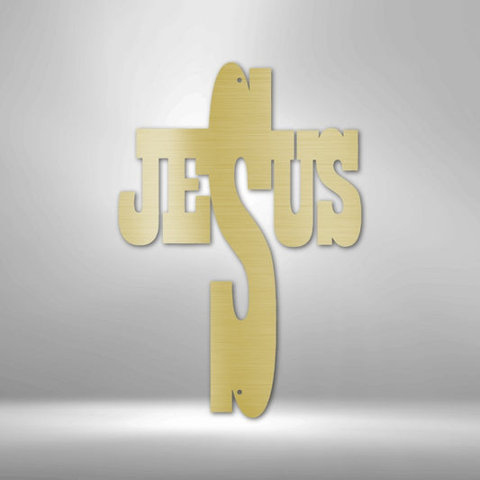 Jesus Cross Steel Sign - Religious Metal Wall Art with Symbolic Cross - Stylinsoul