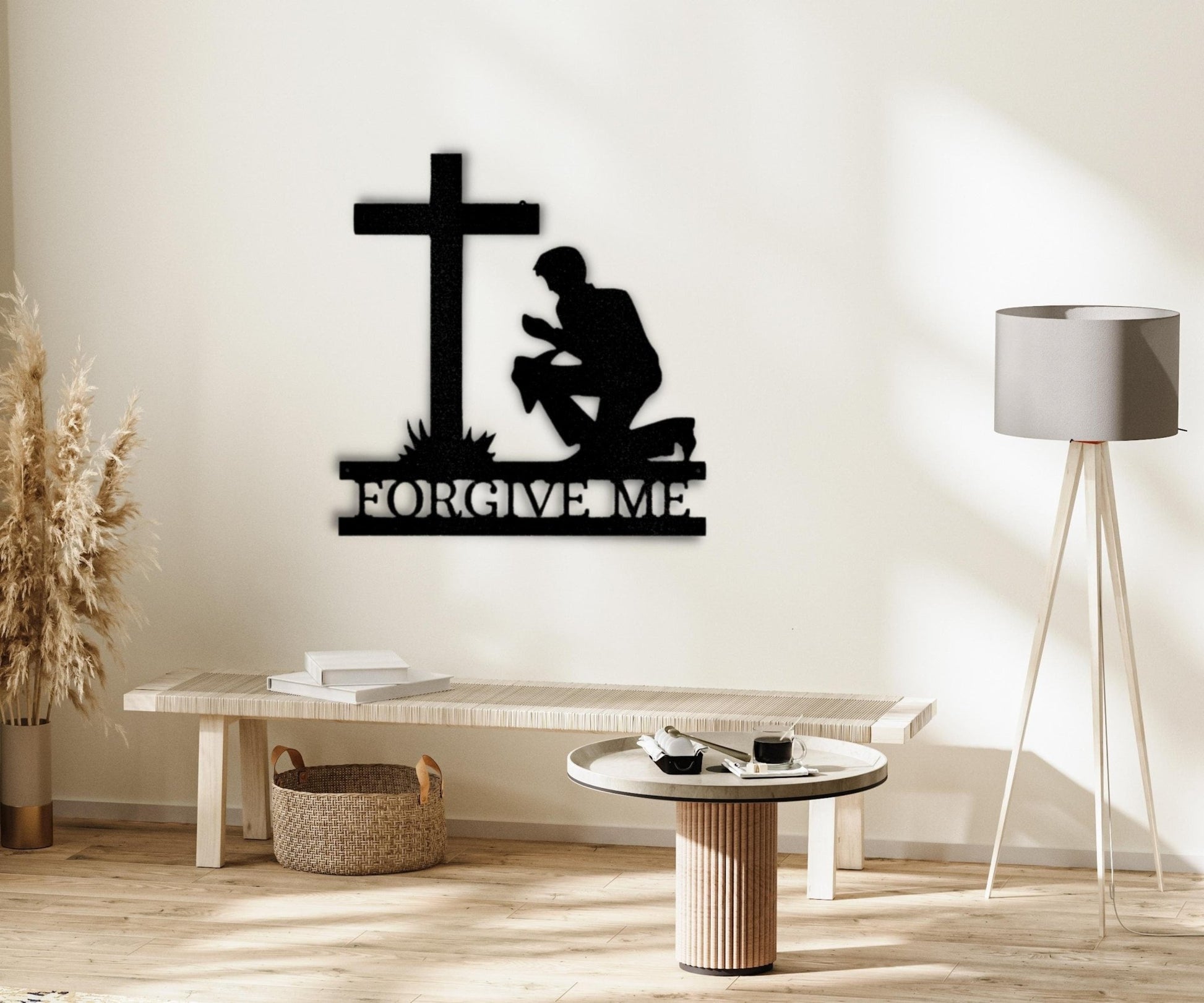 Kneeling Man Wall Sign - Custom Easter Cross Home Decor for Patriotic and Christian Themes - Stylinsoul