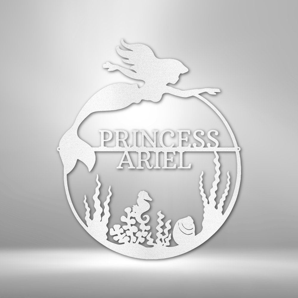 Little Mermaid Wall Sign - Custom Metal Princess Wall Art for Girls' Room Decor - Stylinsoul
